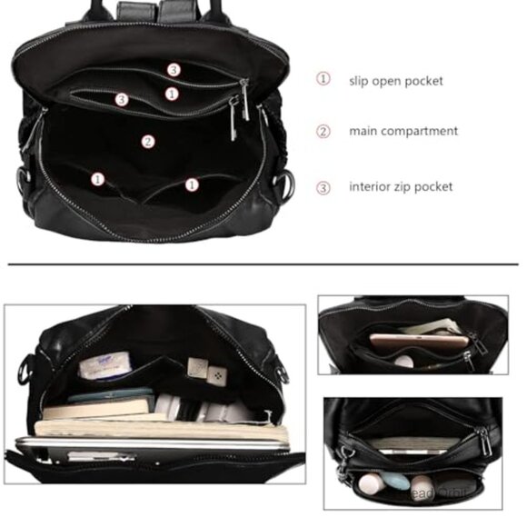 Convertible Vegan Leather Backpack Purse with Tassel, Holds 14\